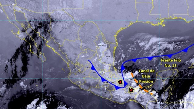 Prevén lluvias fuertes en la Península de Yucatán por frente frío 13 y huracán ''Iota''