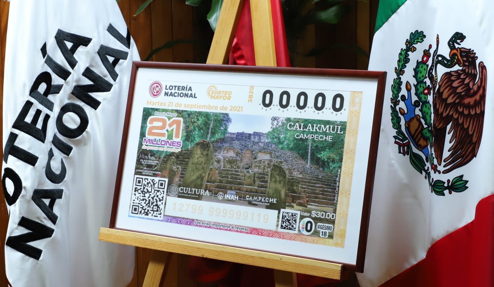 Calakmul aparecerá en el billete de la Lotería Nacional
