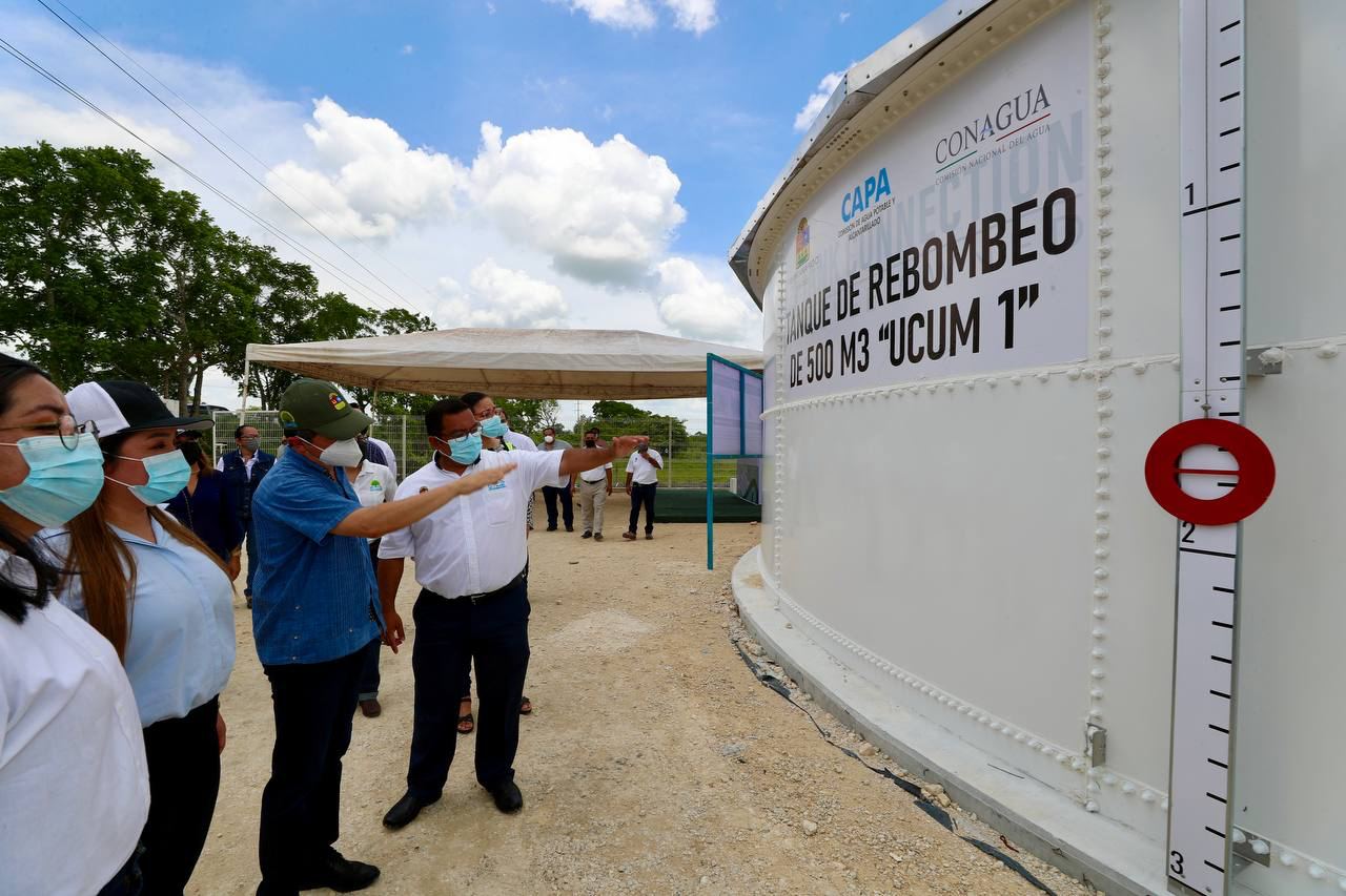 Se refuerza el sistema abastecimiento de agua potable para Chetumal con nuevo tanque de rebombeo en Ucum