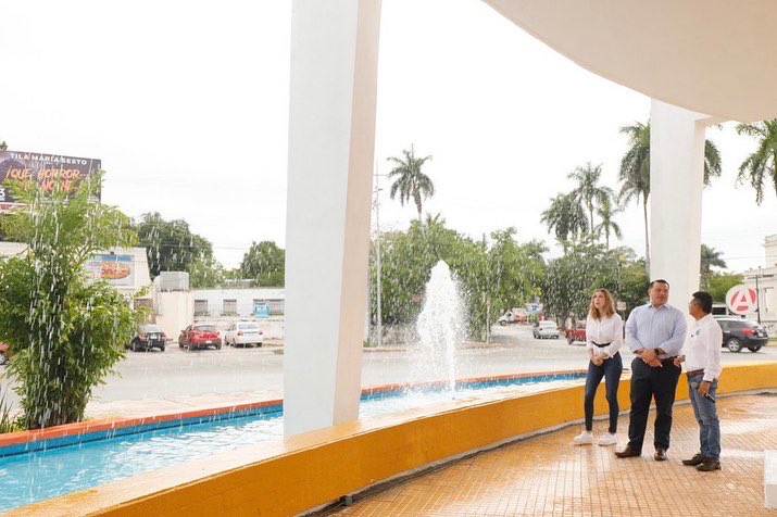 Supervisan la primera etapa del mantenimiento integral de fuentes y glorietas de Mérida