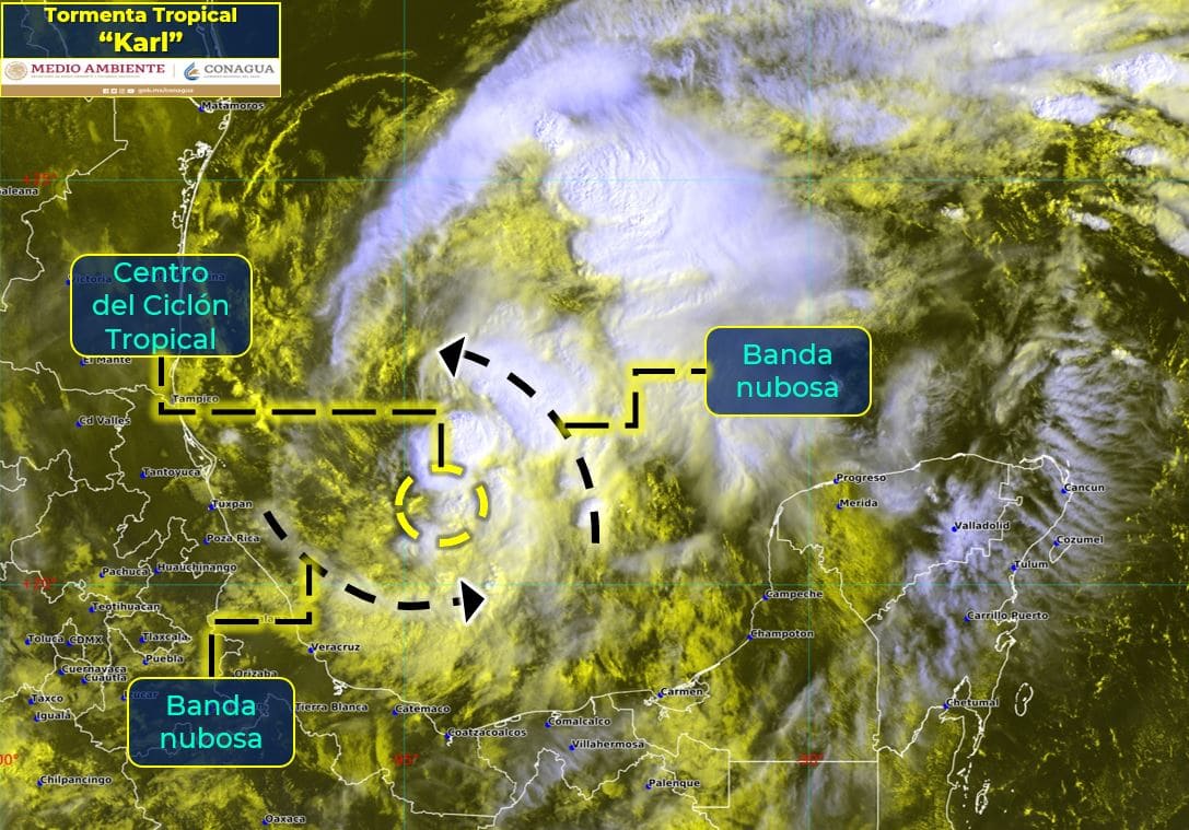 Tormenta tropical “Karl” provocará lluvias fuertes en varias zonas del país