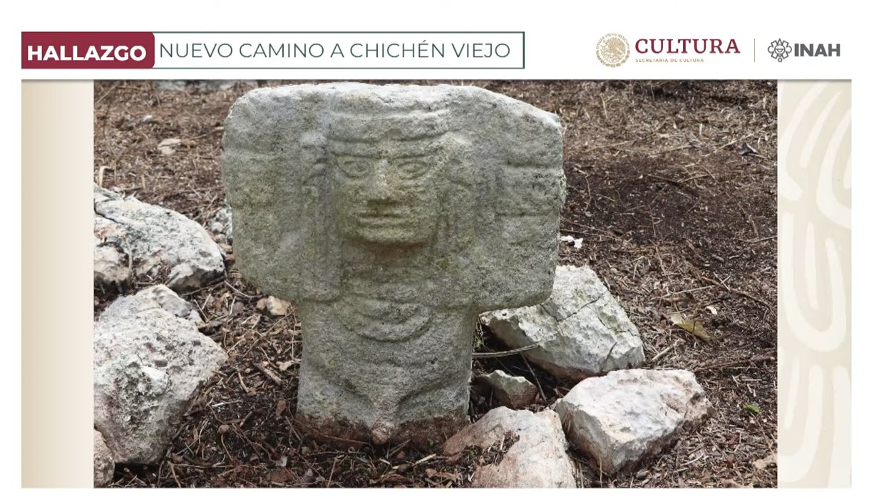 Descubren en Chichén Viejo una figura que evoca a un “atlante” maya-tolteca