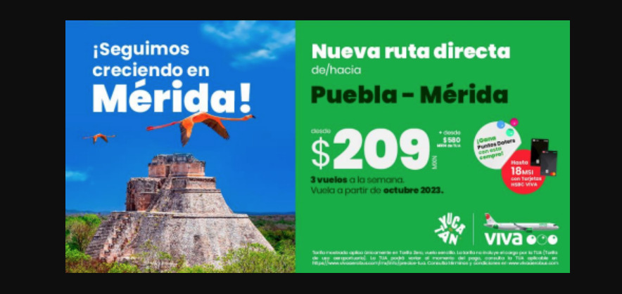 Viva Aerobus presenta su nueva ruta Mérida-Puebla