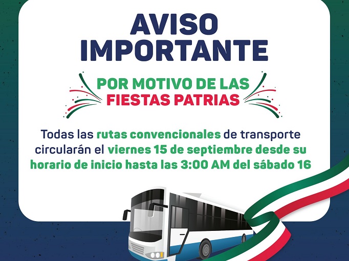 Por festejos patrios, ampliarán horario del transporte público en Yucatán