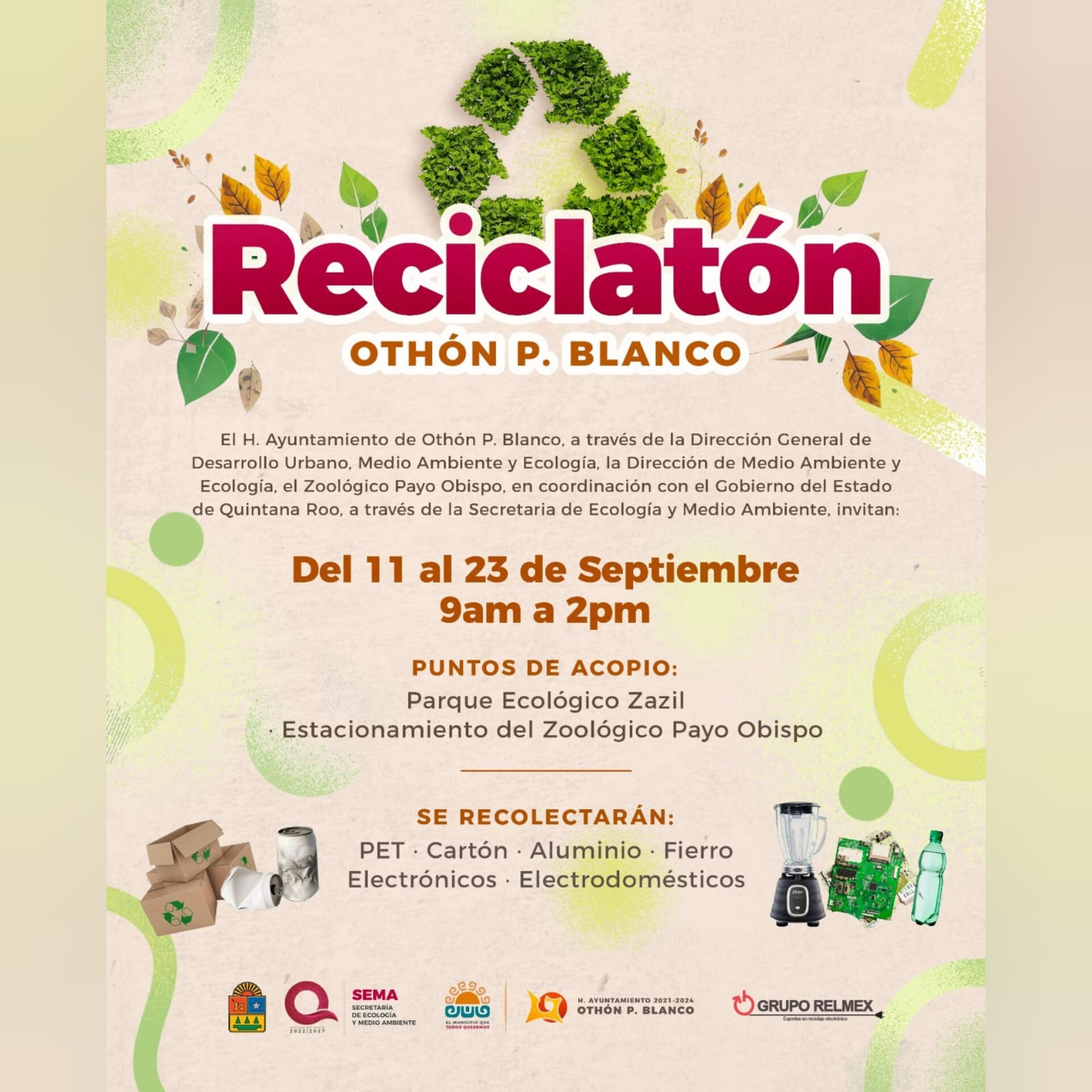 SEMA invita a participar en el Reciclatón en Chetumal