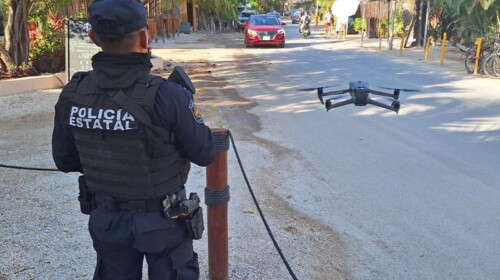 Con drones, refuerzan la seguridad en Tulum