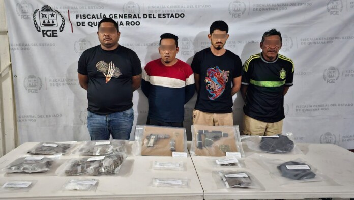 Detienen a 4 personas en Cancún en posesión de drogas y armas