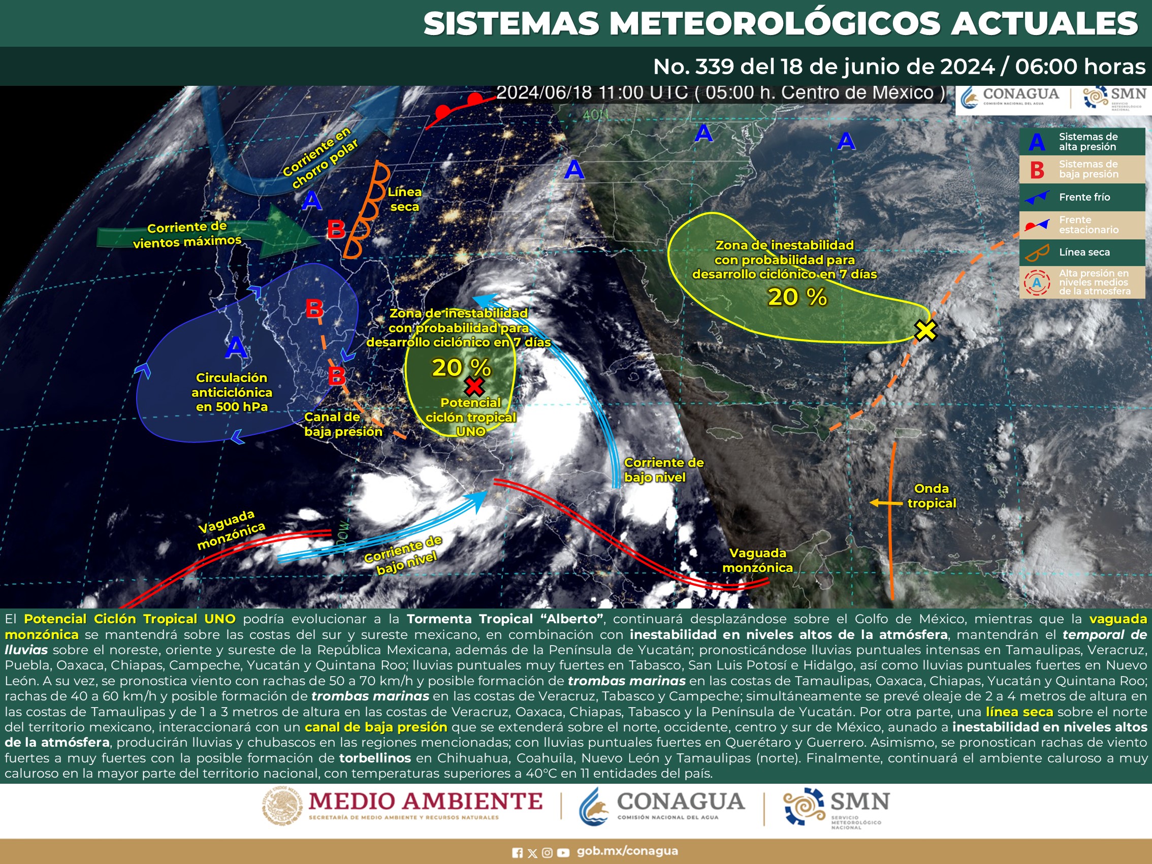 Campeche, Chiapas, QRoo, Tabasco y Yucatán, en alerta por el Ciclón Tropical 'Uno'