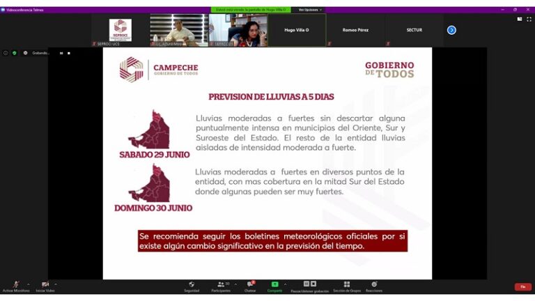 Consejo Estatal de Protección Civil atiende afectaciones por lluvias en Campeche
