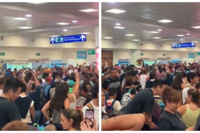 Pasajeros del Aeropuerto de Cancún cantan el “Cielito Lindo” mientras esperan sus vuelos