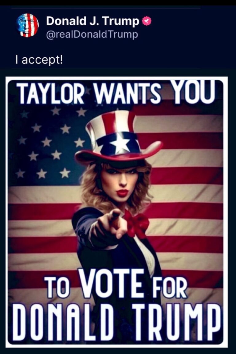Donald Trump comparte imágenes falsas de Taylor Swift apoyando su candidatura