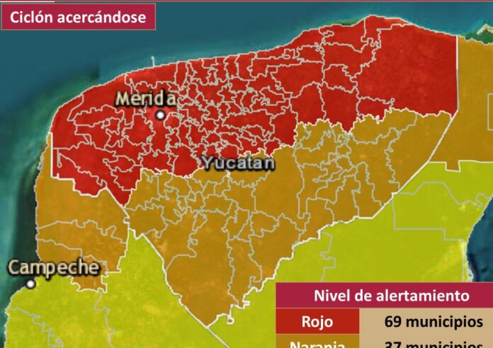 Emiten Alerta Roja para 69 municipios de Yucatán por paso de 'Milton'