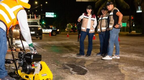 Ponen en marcha operativo de bacheo en Playa del Carmen