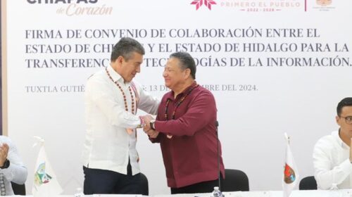 Hidalgo y Chiapas firman convenio de colaboración en innovación tecnológica