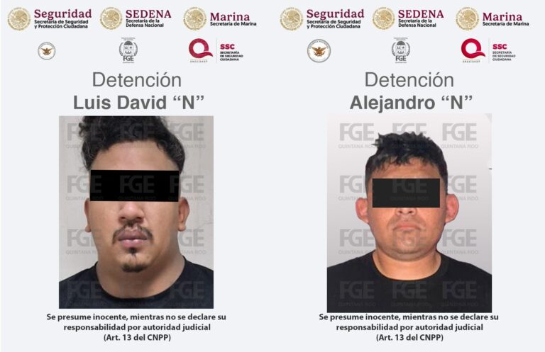 Capturan autores materiales del homicidio de una mujer y un menor de edad en Cancún