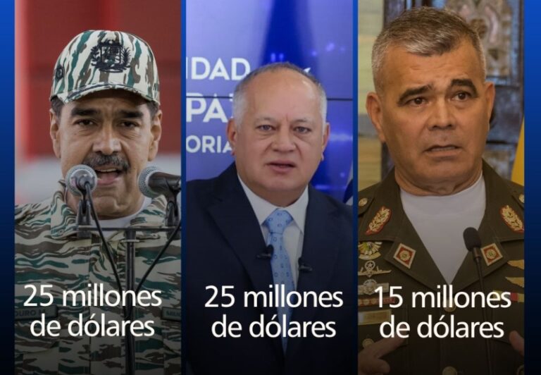 Ofrece Estados Unidos 25 millones de dólares por captura de Nicolás Maduro