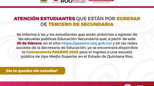 Este miércoles inicia el Proceso de Asignación de Espacios en Educación Media Superior en QRoo