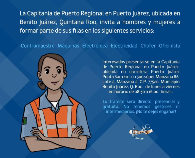 SEMAR ofrece 34 plazas en Capitanías de Puerto en Quintana Roo