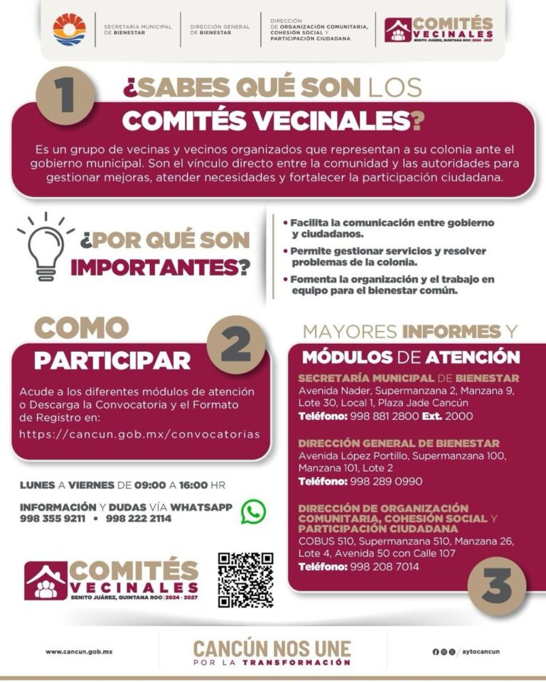 Últimos Días para Formar Parte de los Comités Vecinales 2024-2027 en Benito Juárez