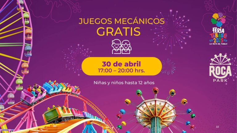 Gobierno de Tabasco celebrará el Día del Niño con juegos mecánicos gratis