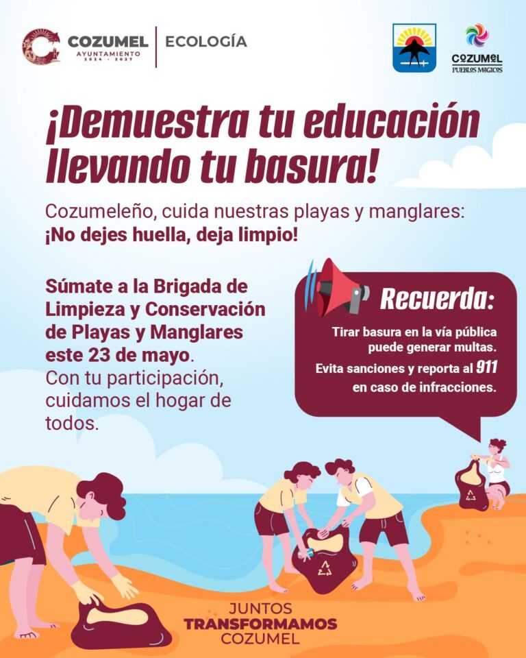 Invitan a limpieza masiva de playas en Cozumel
