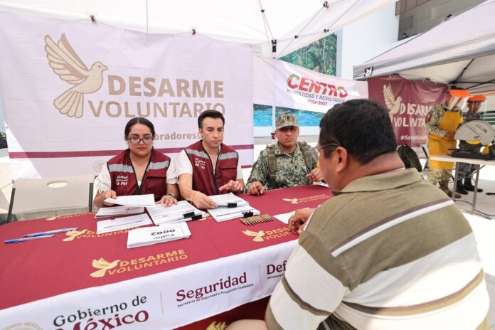 Instalan Módulo de Desarme Voluntario en Palacio Municipal de Centro, Tabasco