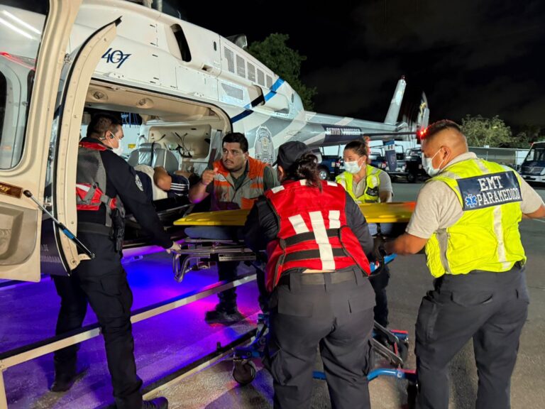 Realizan rescate aéreo tras accidente en Puerto Morelos QRoo