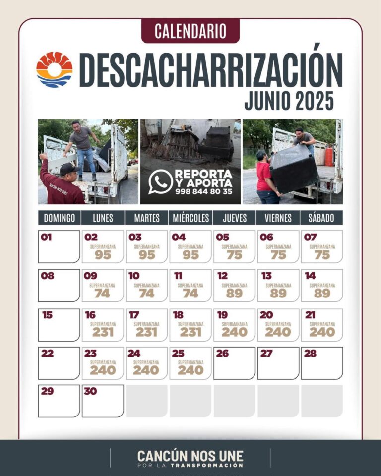 Comparte gobierno de Benito Juárez calendario de descacharrización para junio