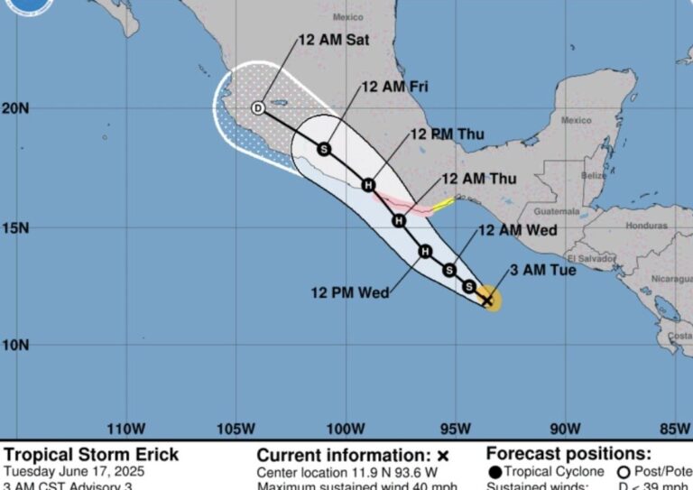 Se forma la tormenta tropical ‘Erick‘ frente a Chiapas