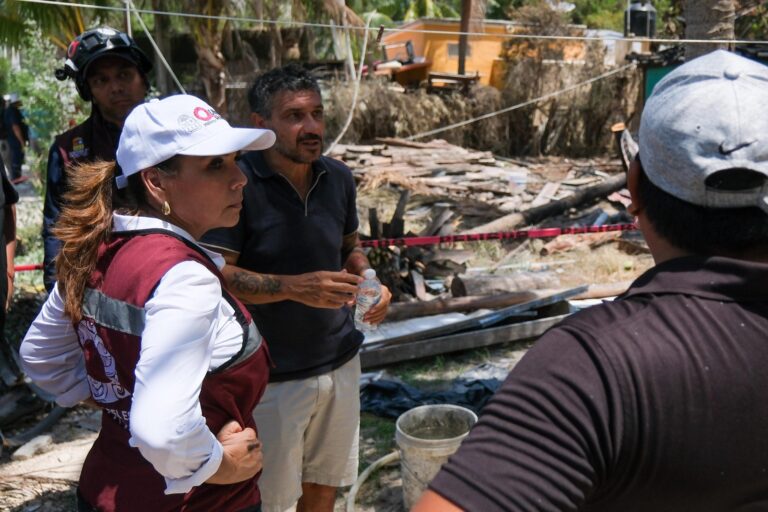 Mara Lezama visita Holbox y dialoga con afectados tras incendio