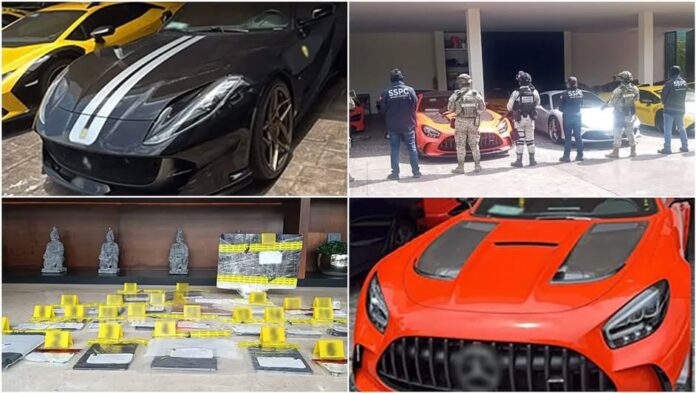 Aseguran 14 autos de lujo tras operativo en vivienda de Mérida