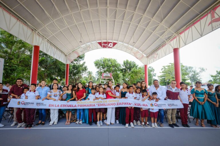 Entregan domo escolar en Primaria “Emiliano Zapata” en Xul-Ha