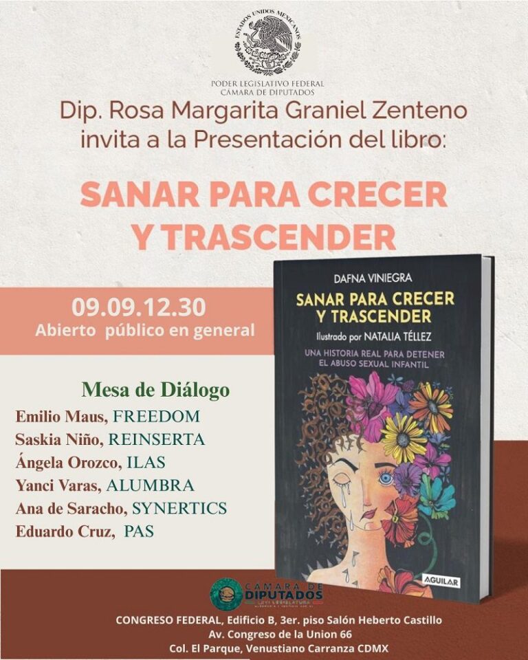 Se presentarán el libro “Sanar para Crecer y Trascender” para romper el silencio sobre el abuso sexual infantil