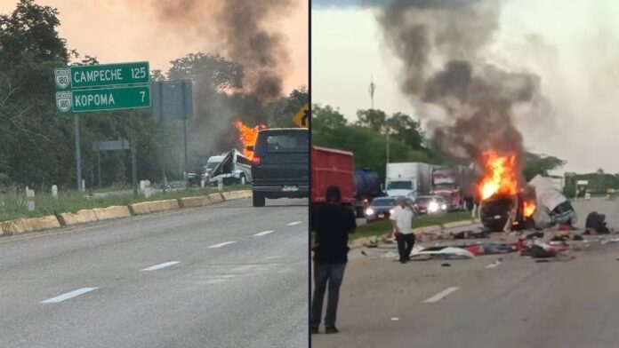 Accidente en la carretera Mérida-Campeche deja 16 muertos