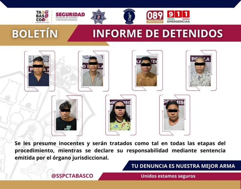Detiene a 13 personas en Tabasco por diversos delitos