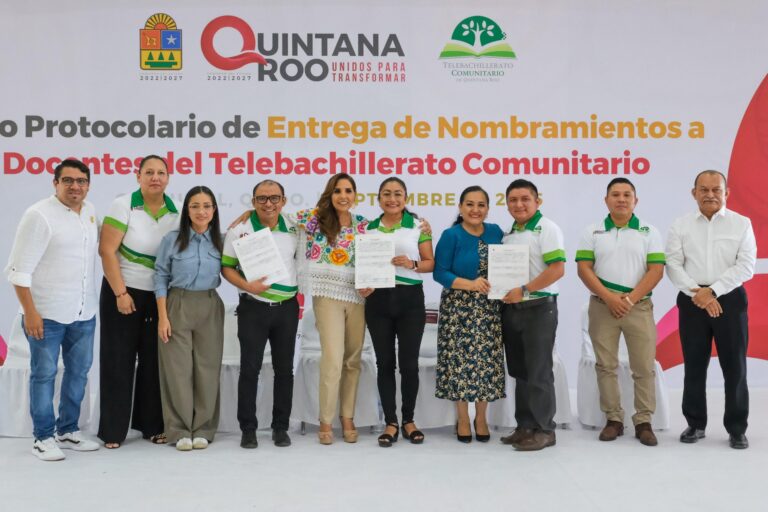 Mara Lezama otorga base laboral a 237 docentes de Telebachilleratos Comunitarios en Quintana Roo