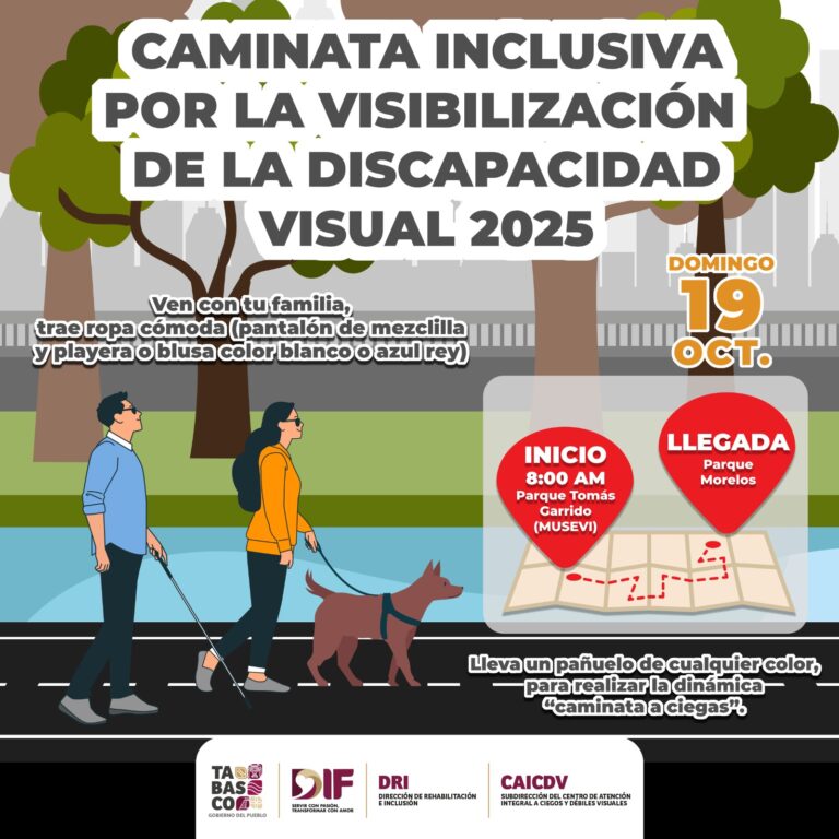 DIF Tabasco invita a la Caminata Inclusiva por la Discapacidad Visual 2025