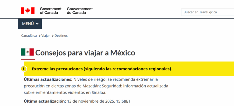 Canadá emite alerta de viaje para 13 estados de México