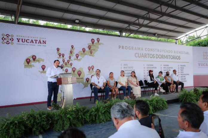 Construyendo Bienestar llevará cuartos habitación a 32 municipios de Yucatán