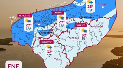 Nuevo frente frío ocasionará bajas temperaturas y lluvias en Yucatán