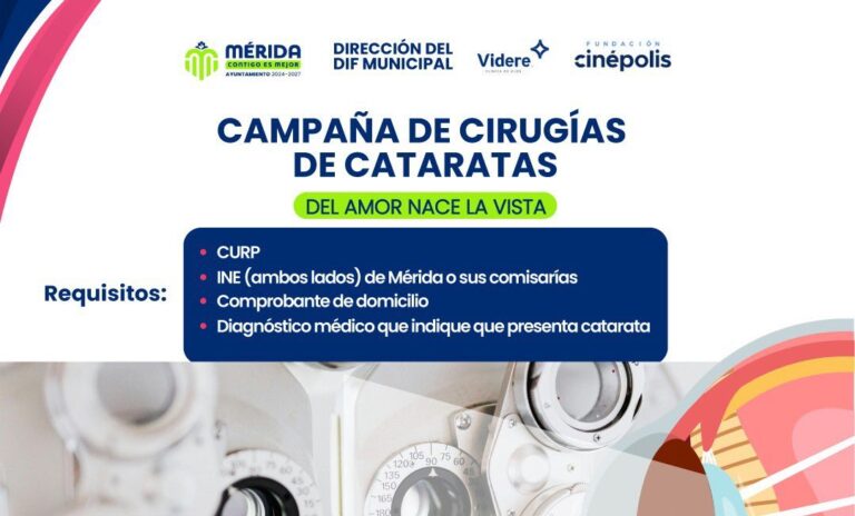 Anuncian campaña de cirugías de cataratas en Mérida