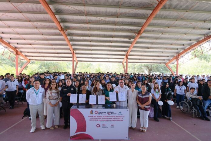 Mara Lezama firma acuerdo para blindar la seguridad en planteles del Conalep