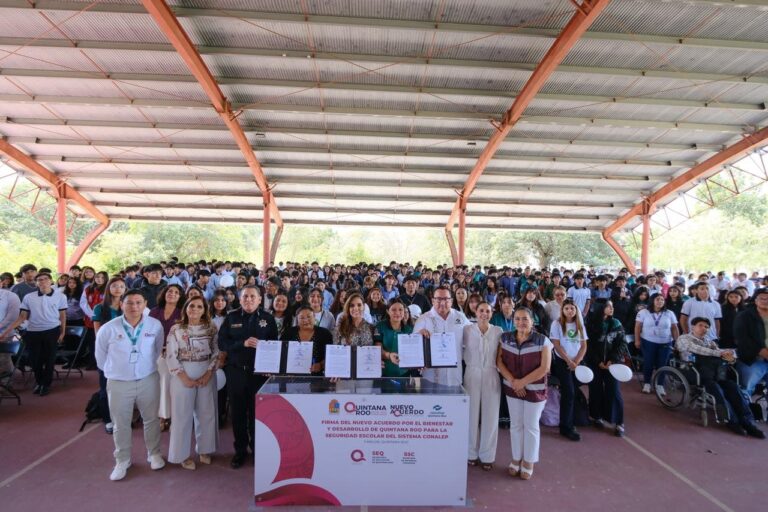 Mara Lezama firma acuerdo para blindar la seguridad en planteles del Conalep