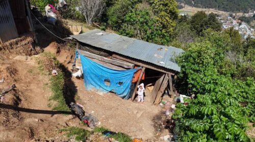 Rescatan a 8 niños abandonados en una casa de cartón en Chiapas