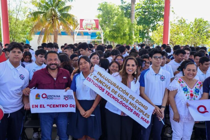 Mara Lezama inaugura domo y cancha de usos múltiples en el CETMAR No. 10 de Chetumal