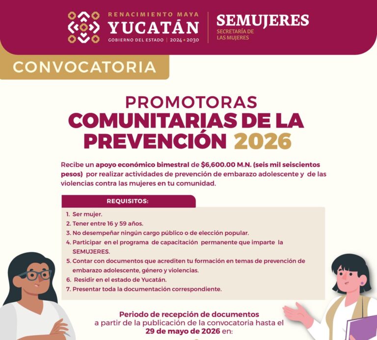 Convocan a yucatecas para ser Promotoras Comunitarias de la Prevención 2026