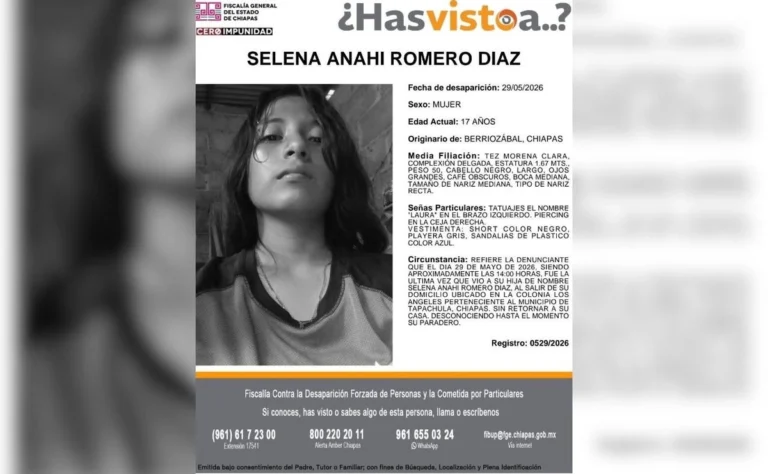 Hallan sin vida a Selena Anahí, joven desaparecida en Tapachula