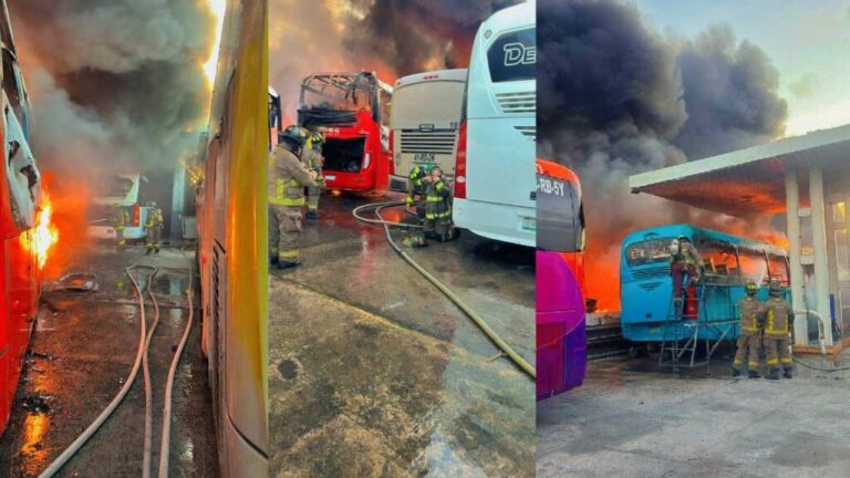 Incendio consume unidades de transporte público en Cancún