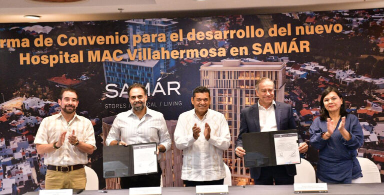 Javier May atestigua convenio para nuevo Hospital MAC en Villahermosa; invertirán mil 500 mdp