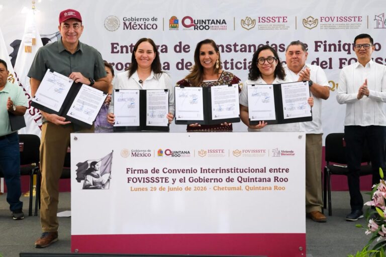 Quintana Roo y FOVISSSTE firman convenio para subsidio de cancelación de hipotecas